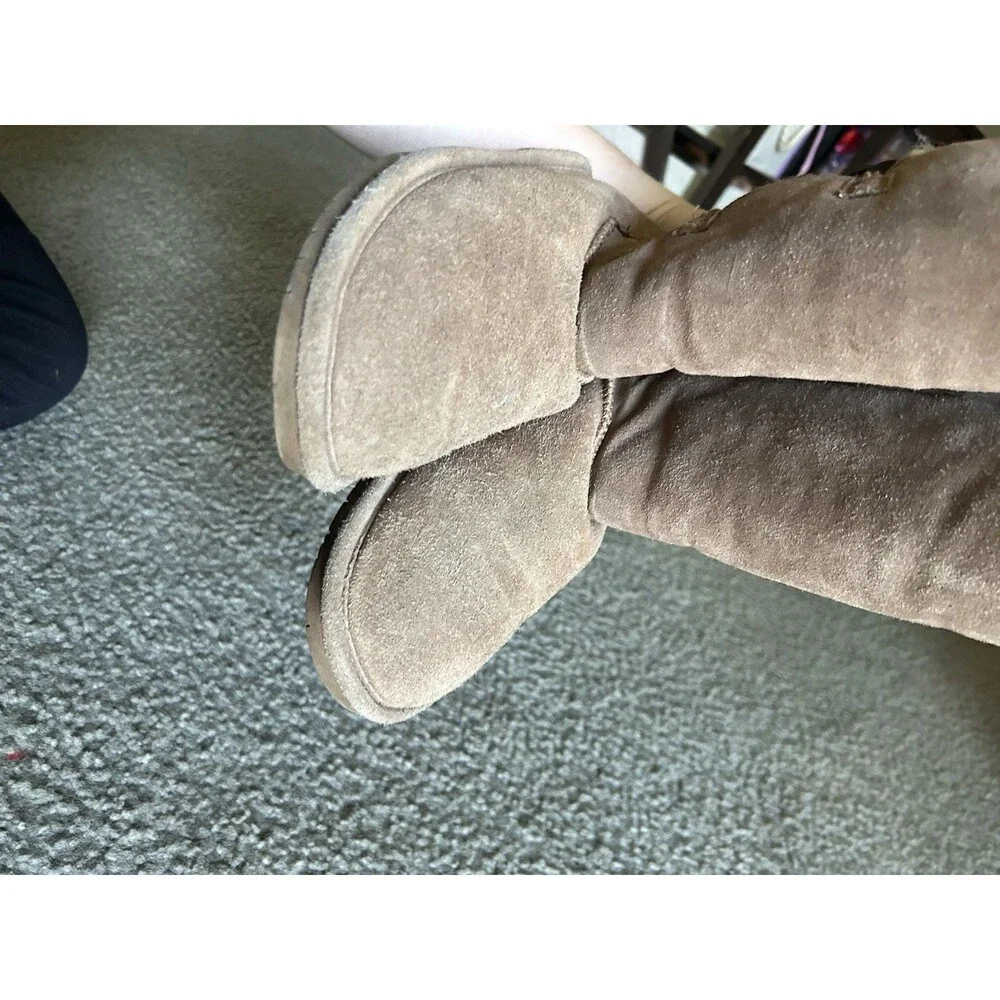 Bearpaw Lauren Boots Women Sz 6 Brown Suede Wool Sheepskin Lined